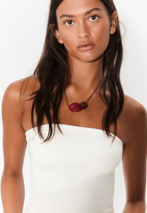 Stradivarius SET OF 2 BEADED - Náhrdelník - bordeaux