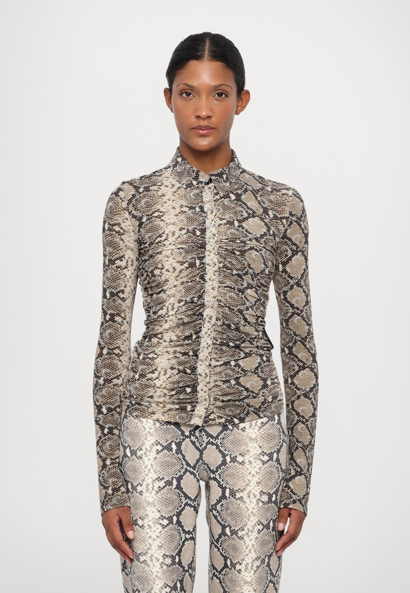 MARINE SERRE PYTHON PRINTED DRAPED RUCHED - Blus - grege