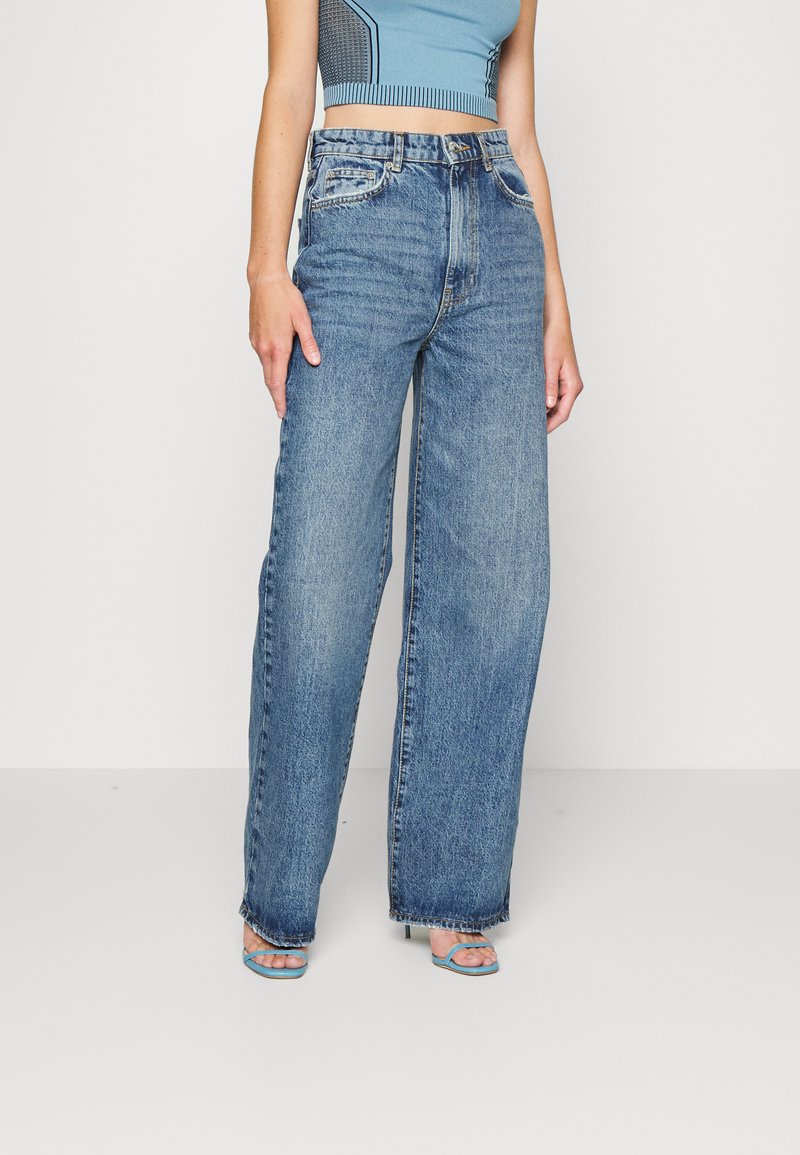 Damen Kleider | Gina Tricot IDUN WIDE Jeans Straight Leg dark sea blue/blue denim - SM30189 Damen Kleider | Gina Tricot IDUN WIDE Jeans Straight Leg dark sea blue/blue denim - SM30189