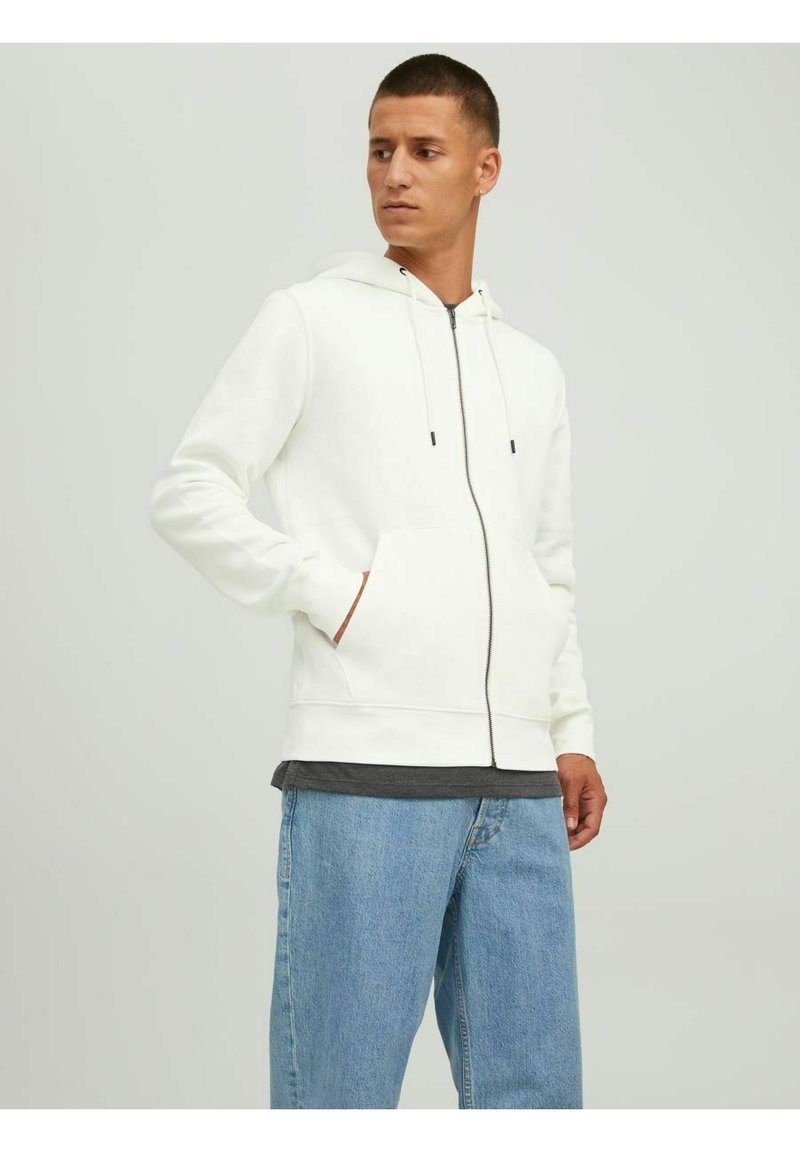 Jack & Jones JJESTAR BASIC HOOD - Sudadera con cremallera - cloud dancer