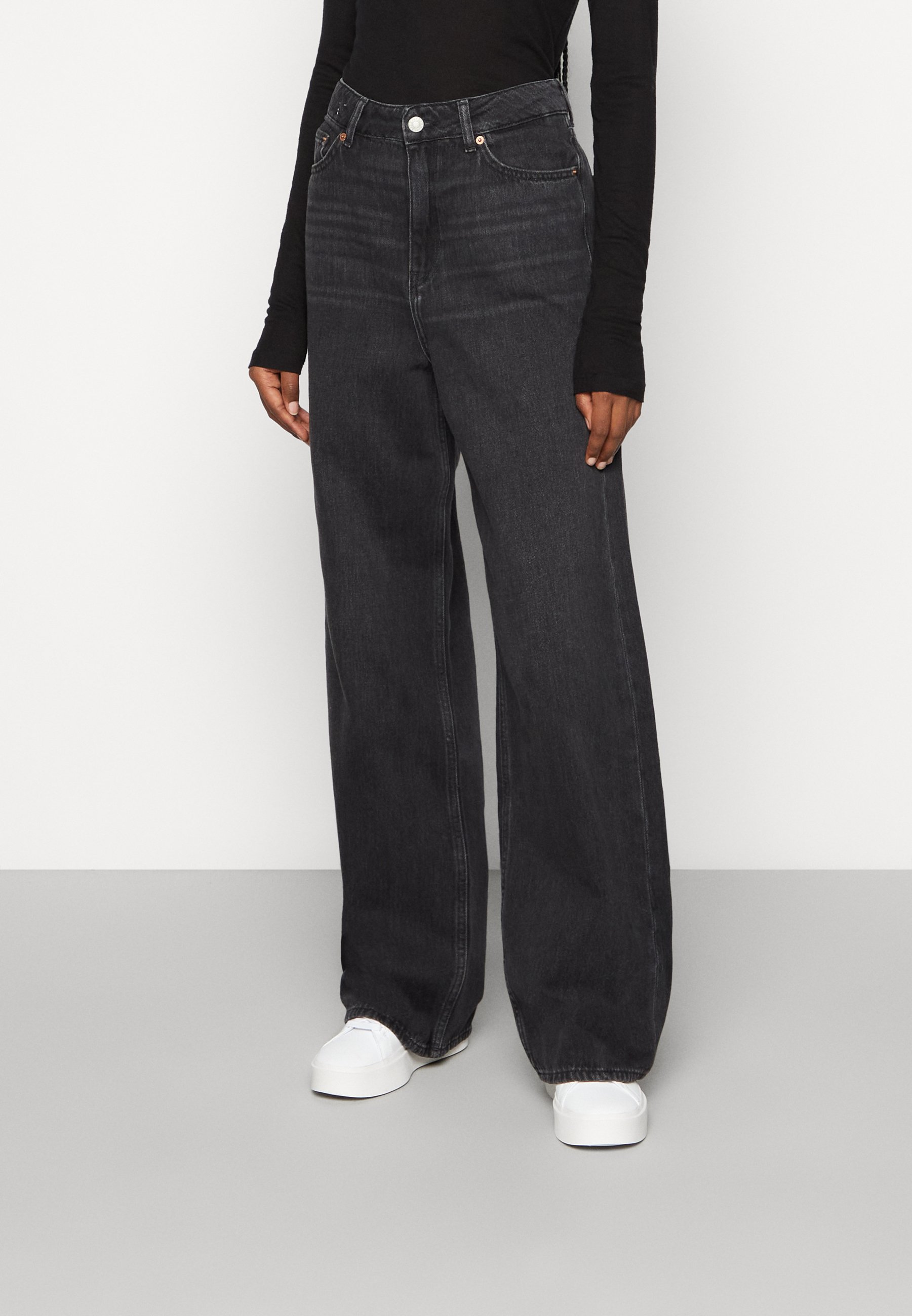 JJXX TOKYO WIDE HIGH WAIST - Flared Jeans - black/black denim 