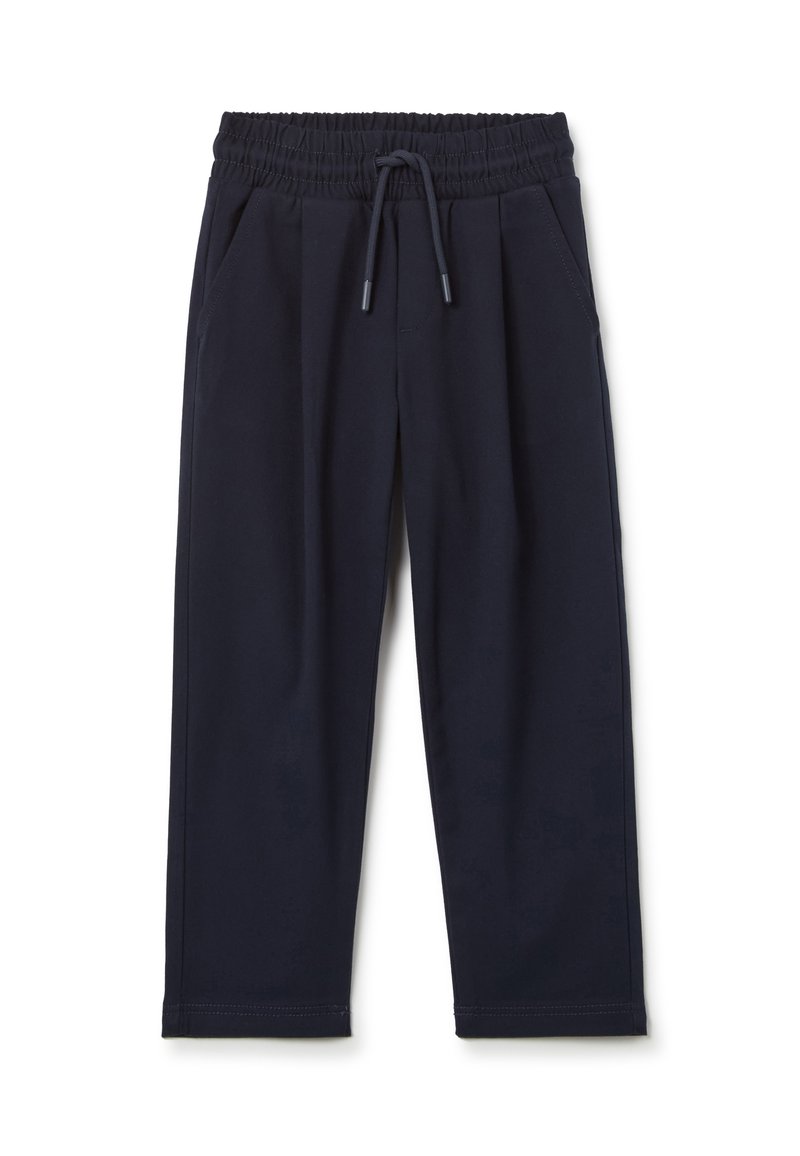 Pantalons de survêtement marins en tissu doux, dotés d'une taille élastique avec cordon de serrage réglable et de deux poches latérales. Coutures plates et design fuselé.