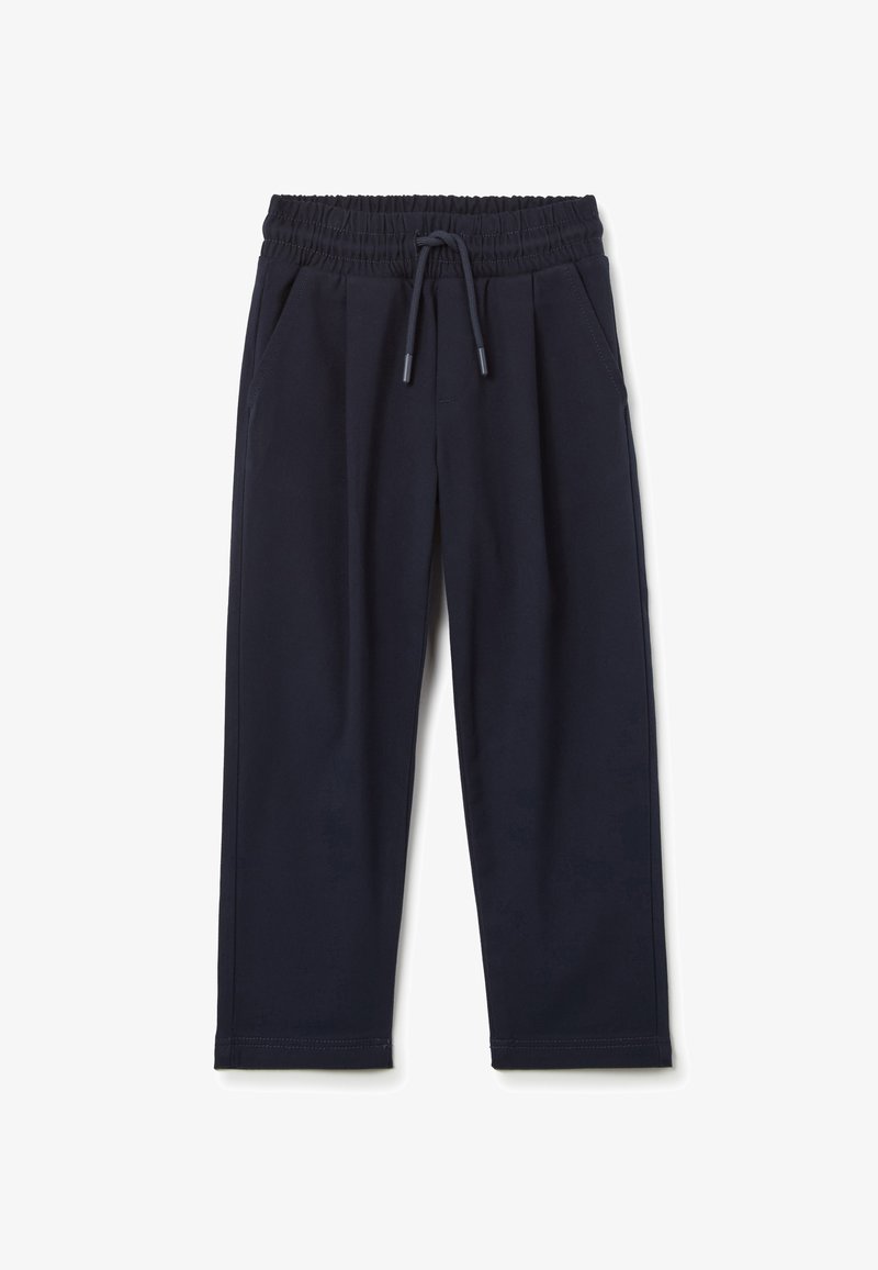 Pantalons de survêtement marins en tissu doux, dotés d'une taille élastique avec cordon de serrage réglable et de deux poches latérales. Coutures plates et design fuselé.
