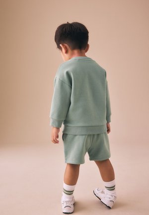 Next, SINGLE FIT - PLAIN CREW NECK AND SET - Tepláková súprava - sage green