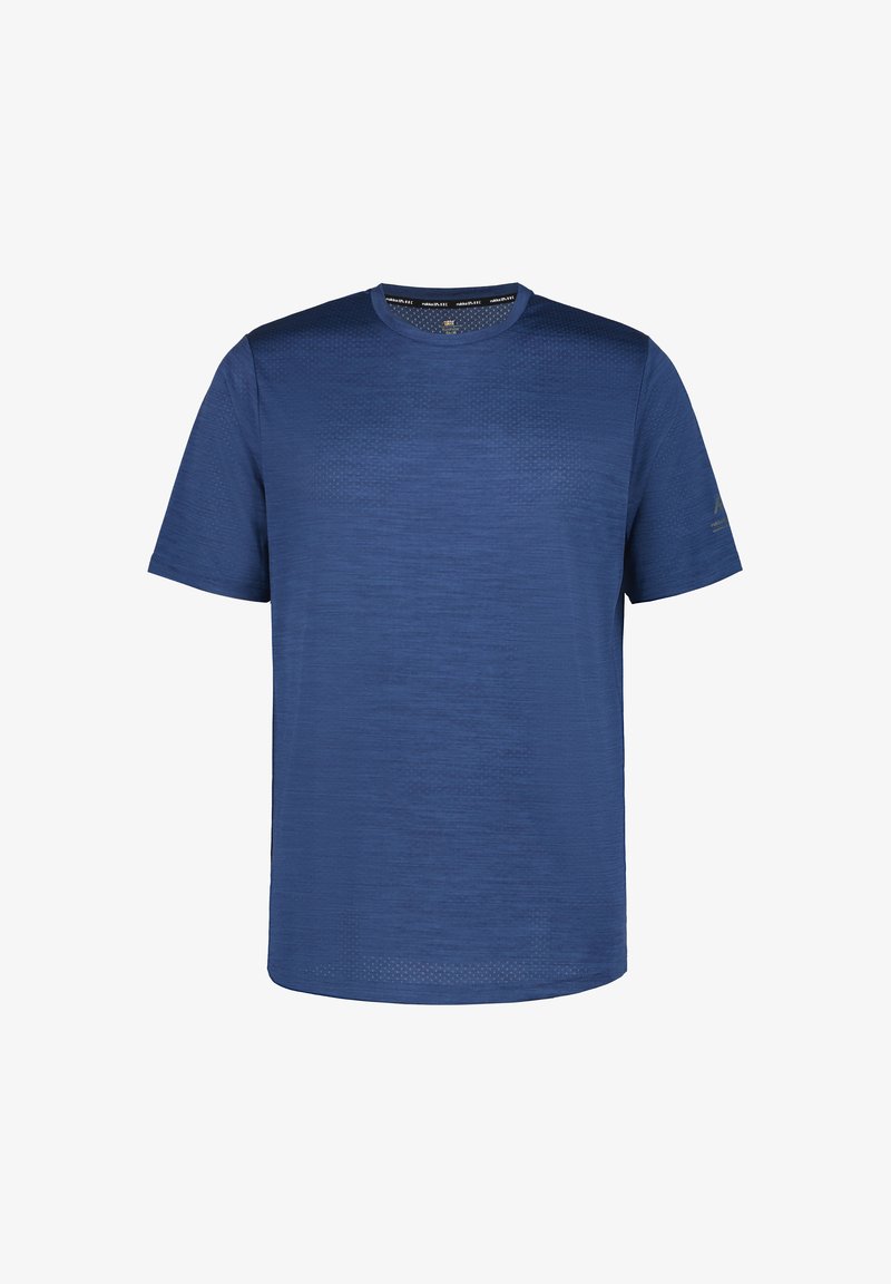 Herre kortærmet trænings t-shirt i marineblå, med en tekstureret overflade og subtile mønstre samt en klassisk crew neck design.