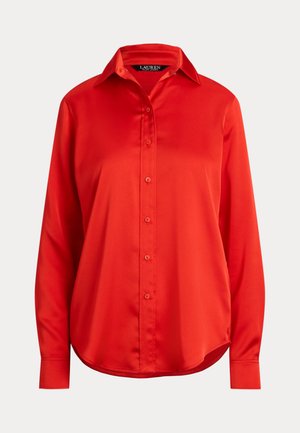 Lauren Ralph Lauren CLASSIC FIT SATIN CHARMEUSE SHIRT - Button-down blouse - bright vermilion