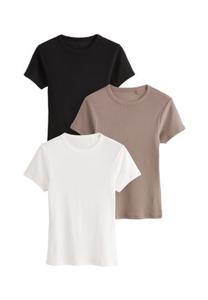 THE SET 3 PACK  SHORT SLEEVE REGULAR FIT - Basic T-shirt - black taupe brown white