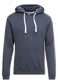 Felpa blu navy realizzata in tessuto morbido, con tasca a marsupio, lacci bianchi e polsini a costine. Design semplice e casual.