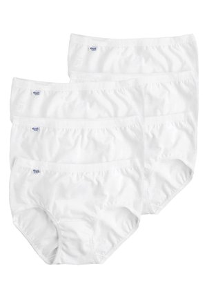 Slip in cotone bianco in confezione da cinque, con cinturini elastici e bordi cuciti per il comfort, dotati di un piccolo logo ricamato su ciascuno.