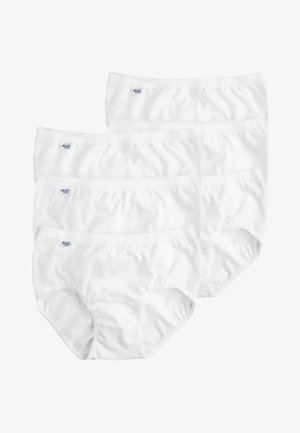 Slip in cotone bianco in confezione da cinque, con cinturini elastici e bordi cuciti per il comfort, dotati di un piccolo logo ricamato su ciascuno.