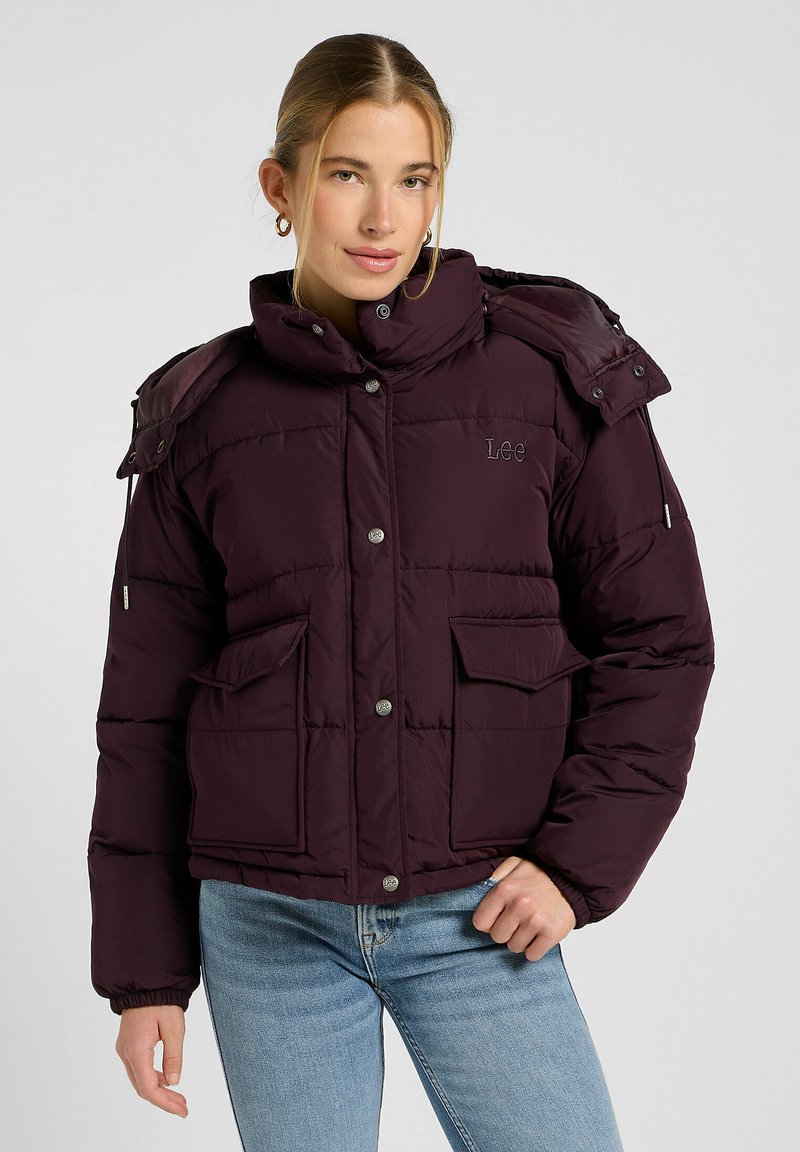Lee LINED SHORT PUFFER WITH HOOD RELAXED FIT - Giacca invernale - deep wine