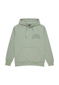 Light green hoodie made of soft fabric, featuring a kangaroo pocket and drawstring hood. Quiksilver logo printed on the chest.