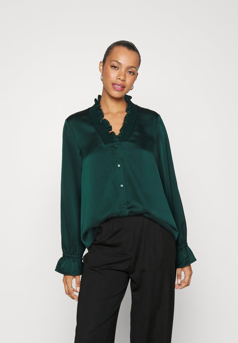 Viellette L S Smock Satin Top Ponderosa Pine main image 0