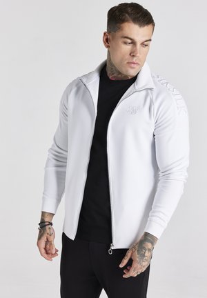 FUNNEL EMBROIDERED PANEL  - Tröja med dragkedja - white