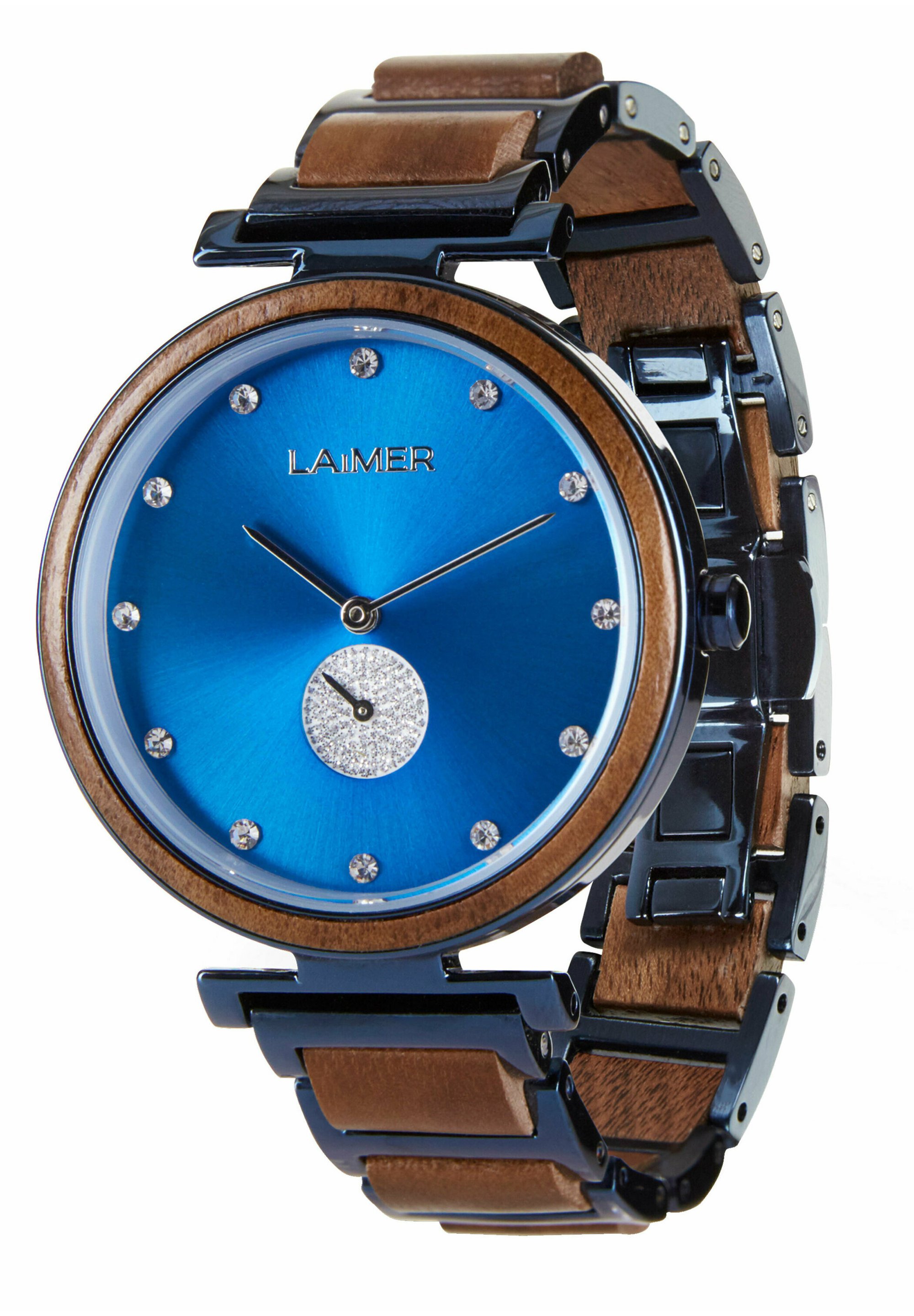 Laimer Laimer Quarz Holzuhr Analoge Armbanduhr Miriam Uhr Blue Brown Blau Zalando De