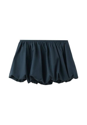 Gonna a sbuffo color blu navy scuro con vita elasticizzata arricciata e silhouette voluminosa e gonfia.