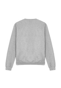 Grey sweatshirt with a classic crew neckline, long sleeves, and ribbed cuffs. Soft, textured fabric with no visible logos or patterns.