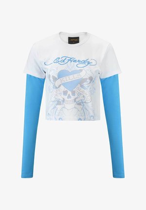 Ed Hardy, KILL SLOWLY DOUBLE SLEEVE - Langærmet T-shirt - white light blue