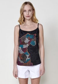 ANIMAL PRINT SPAGHETTI - Toppi - black