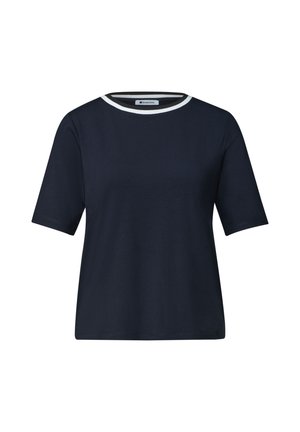 Street One, T-SHIRT MIT RUNDHALS UND KONTRASTDETAIL - T-shirt basique - darkest blue