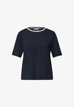 Street One, T-SHIRT MIT RUNDHALS UND KONTRASTDETAIL - T-shirt basique - darkest blue