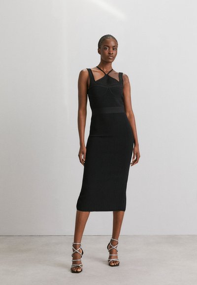 Hervé Léger GATHERED BUSTIER HALTER GOWN - Φόρεμα-πουλόβερ - black