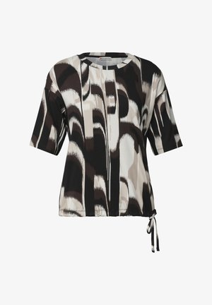 Street One, T-SHIRT MIT RUNDHALS UND TUNNELZUG - T-Shirt print - espresso brown