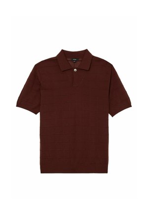 Reiss, REGULAR FIT - SERVAL CHECK-TEXTURE SHORT-SLEEVE POLO JUMPER. - Poloshirts - bordeaux