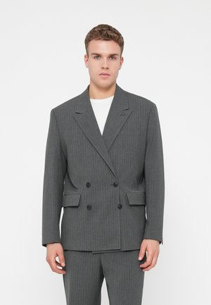 SLHRELAXED LIAM PINSTRIPE - Sacou - medium grey melange