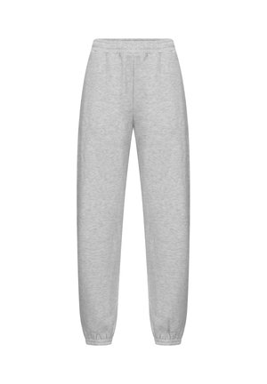 Lichtgrijze fleece sweatpants met elastische tailleband en boorden, voorzakken en een ontspannen pasvorm.