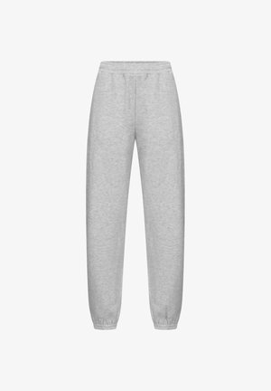 Lichtgrijze fleece sweatpants met elastische tailleband en boorden, voorzakken en een ontspannen pasvorm.