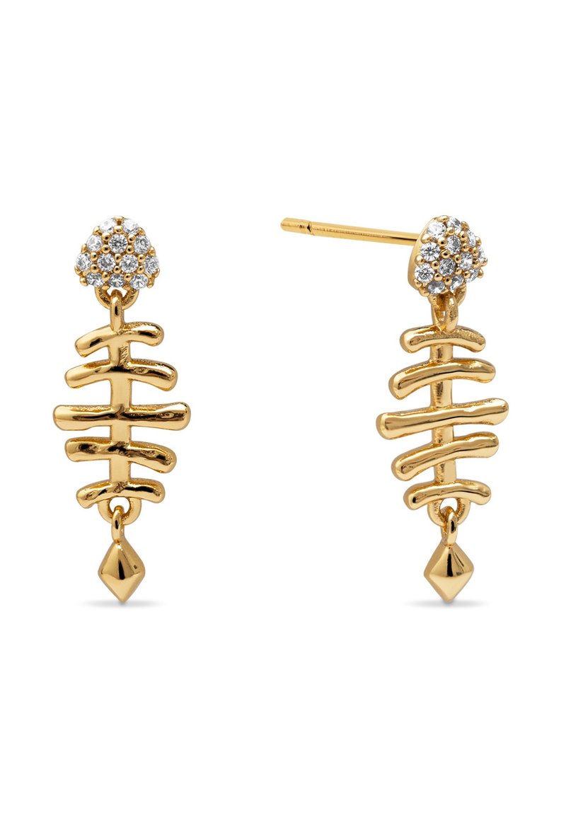 SINGULARU Orecchino Singolo Fishbone Spark - Lisca Di Pesce In Argento 925 Placcato Oro 18kt Con Zirconi - 5