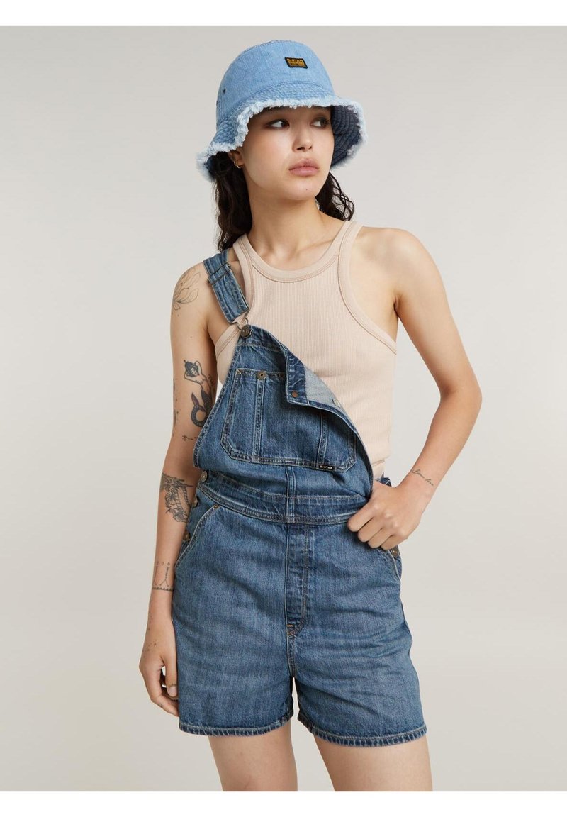 G-STAR - SHORT DUNGAREE WMN - Salopette - faded cliffside blue, Agrandir