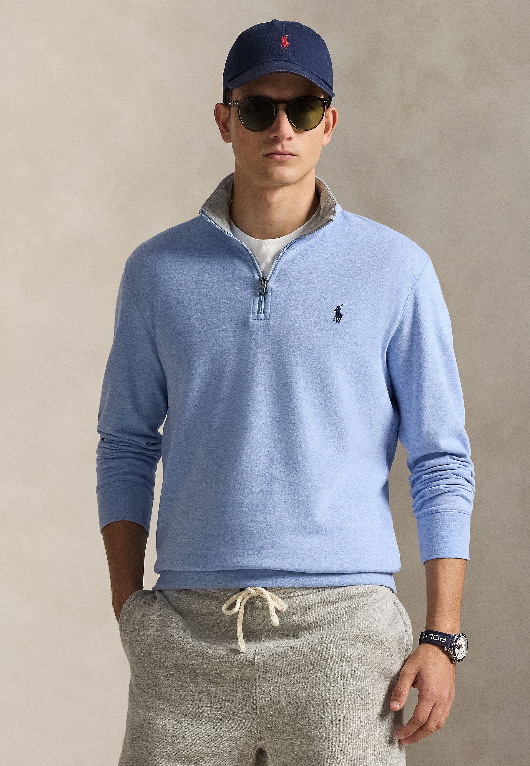 Polo Ralph Lauren LUXURY JERSEY QUARTER-ZIP - Camisola - isle