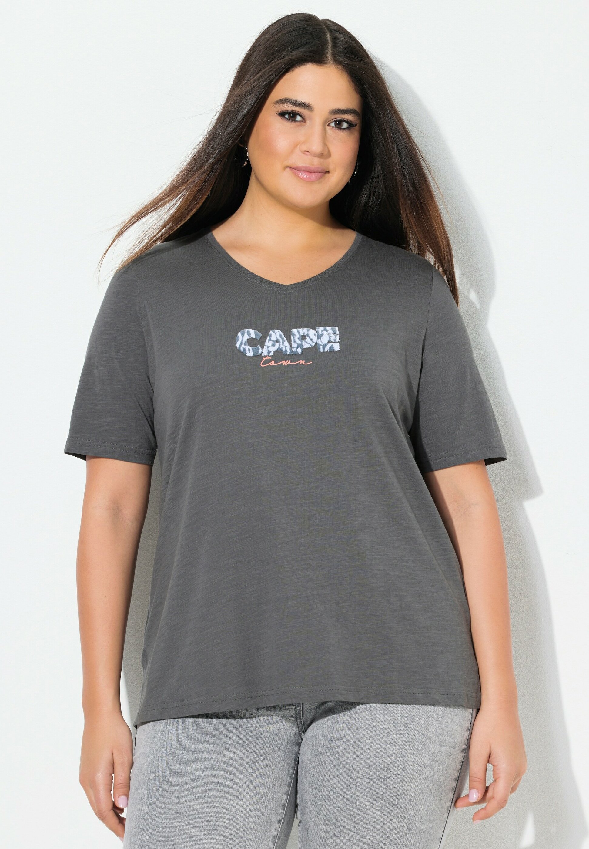 Ulla Popken T-Shirt T-Shirt Erdbeeren Classic Carré-Ausschnitt Halbarm
