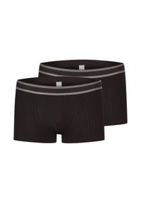 Slip neri realizzati in tessuto morbido, con una trama a coste, vita elastica con dettagli grigi e una vestibilità pratica. Inclusi due paia.