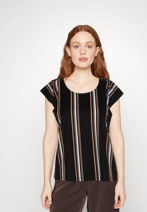 TOM TAILOR DENIM CAPSLEEVES - Μπλουζάκι με στάμπα - black/multi-coloured