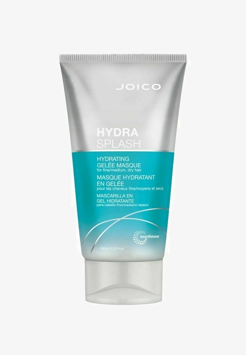 Joico Hydra Splash Hydrating Gelée Masque i en 150 ml tub. Har en silverfärgad topp, turkos bas och vit text. Lättviktig gelstruktur.