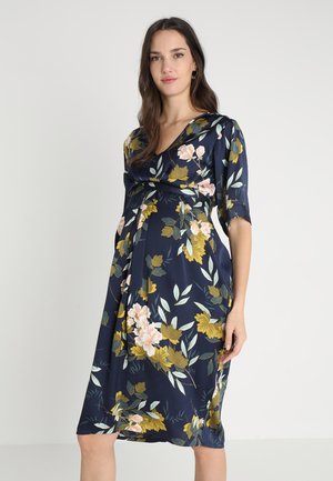 JoJo Maman Bébé FLORAL V NECK SHORT SLEEVE DRESS - Φόρεμα ημέρας - navy