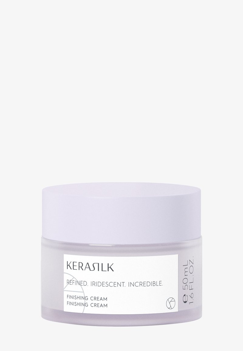 Kerasilk finishing cream in a translucent frosted jar with a lavender lid, labeled 50 ml and 1.6 fl. oz.