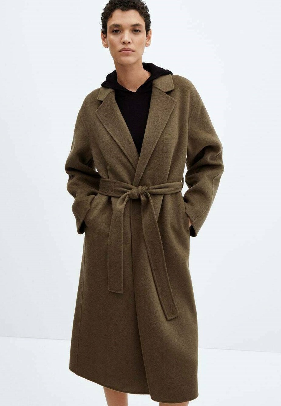 Manteau Laine Mango Manteau Noir Avec Ceinture Manteau Fait Main