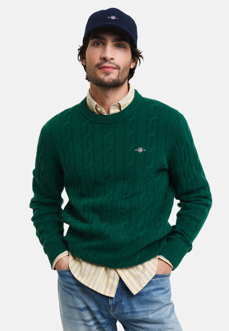 GANT CABLE C-NECK - Trui - deep forest green