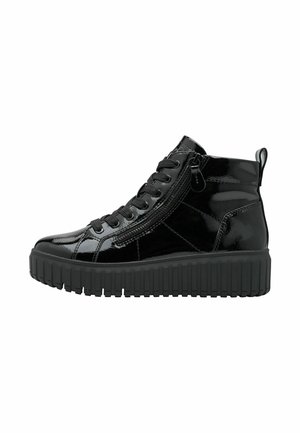 Platform ankle boots - black patent