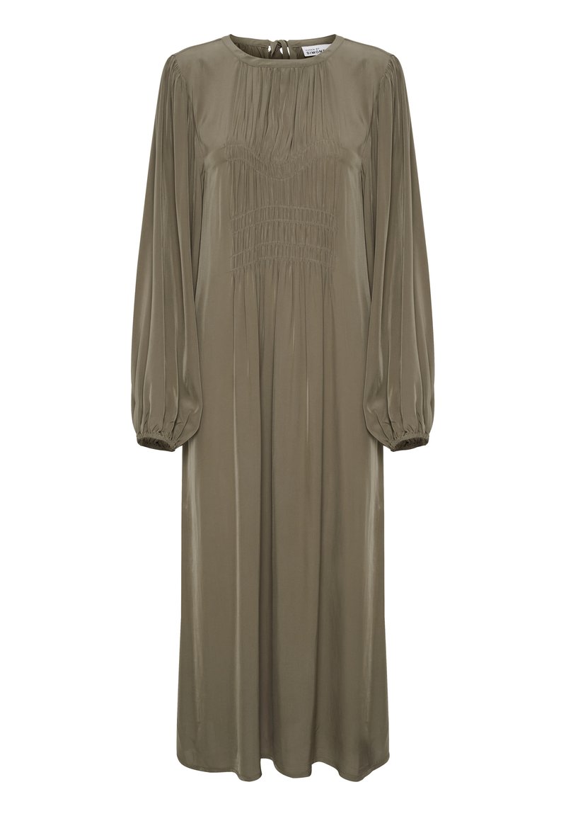 Karen by Simonsen Maxi-jurk olijfgroen gemêleerd