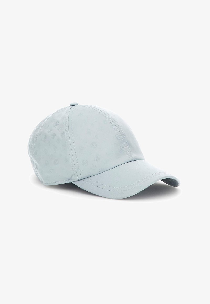 Casquette de baseball bleu clair avec un motif discret en relief et une visière courbée, présentée sur un fond blanc.