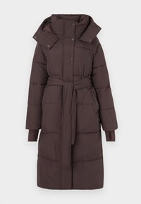 PUFFER TIE WAIST LONG - Χειμωνιάτικο παλτό - terra brown