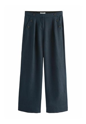 BUTTON WIDE LEG - Tygbyxor - navy blue