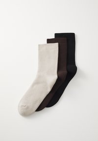 Anna Field TERRY LINED THICK SOCKS 3 PACK - Ponožky - brown/black/beige