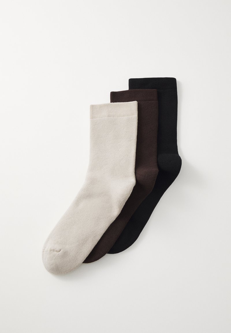 Anna Field TERRY LINED THICK SOCKS 3 PACK - Ponožky - brown/black/beige