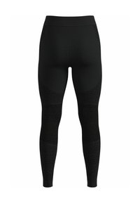 Schwarze High-Waist-Leggings mit strukturierten Mustern und glatten Einsätzen. Aus atmungsaktivem Material und mit einer engen Passform, die auf Komfort und Unterstützung ausgelegt ist.